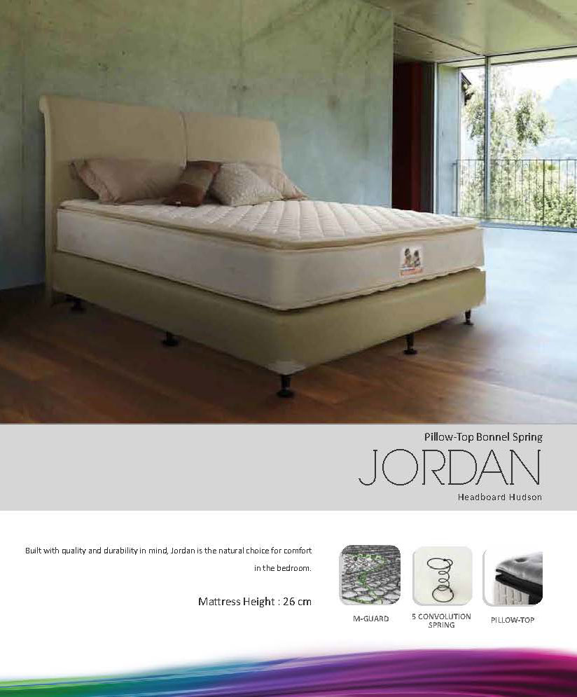 JORDAN Pillow Top Bonnel Spring Bed Set dengan Sandaran Hudson