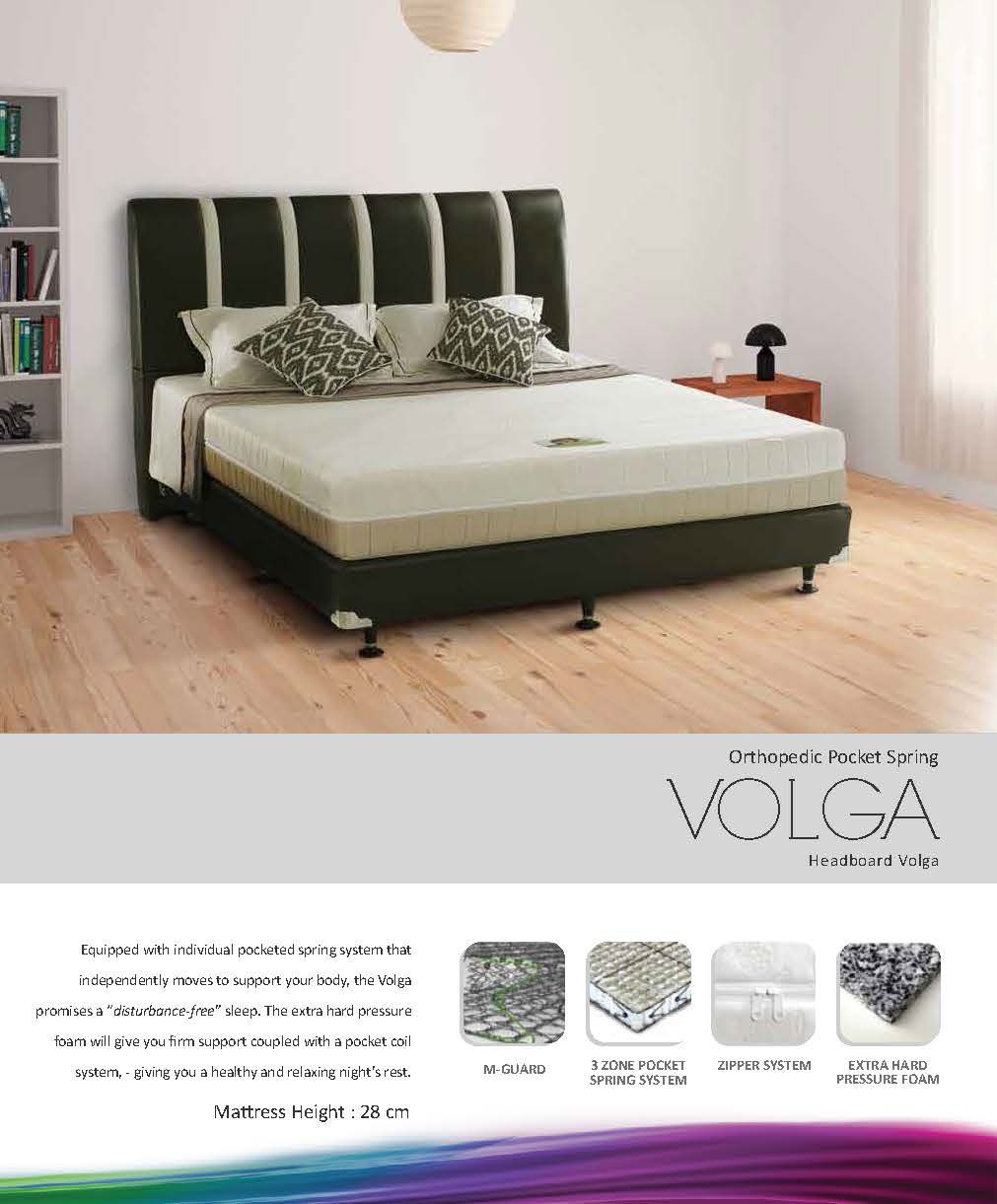 VOLGA Orthopedic Pocket Spring Bed Set dengan Sandaran Volga